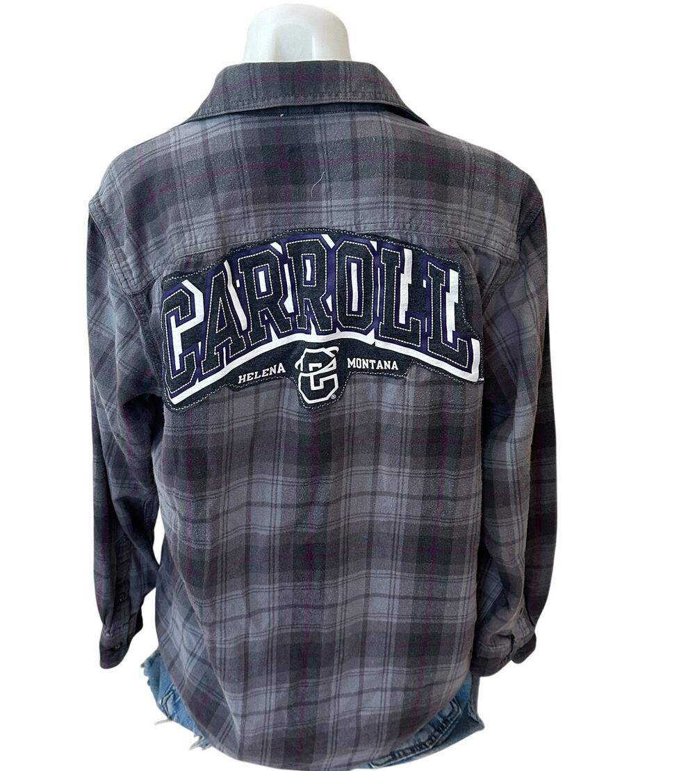 Carroll College Saints Helena Plaid Flannel Shirt MEDIUM Oversized Unique